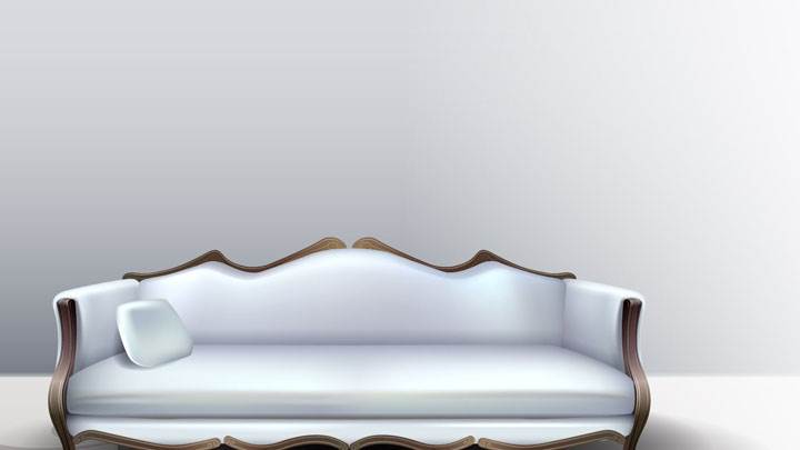 Single Pillow on White Sofa And White Background